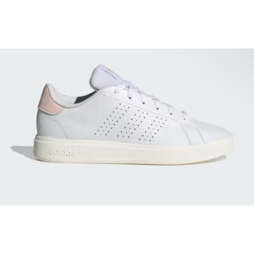 NIB Adidas Advantage Base 2.0 Women's 10 EU 42 2/3 White Blush Pink Sneakers